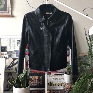 Promod Biker Leather Jacket, XS/S